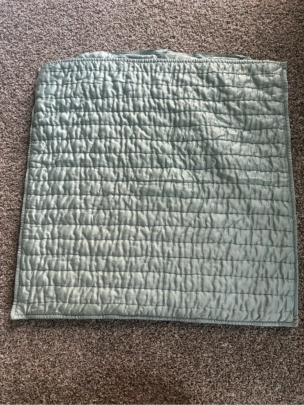 POTTERY BARN SILK BLEND 3 PIECE QUEEN QUILT + EURO SHAMS BLUE COASTAL
